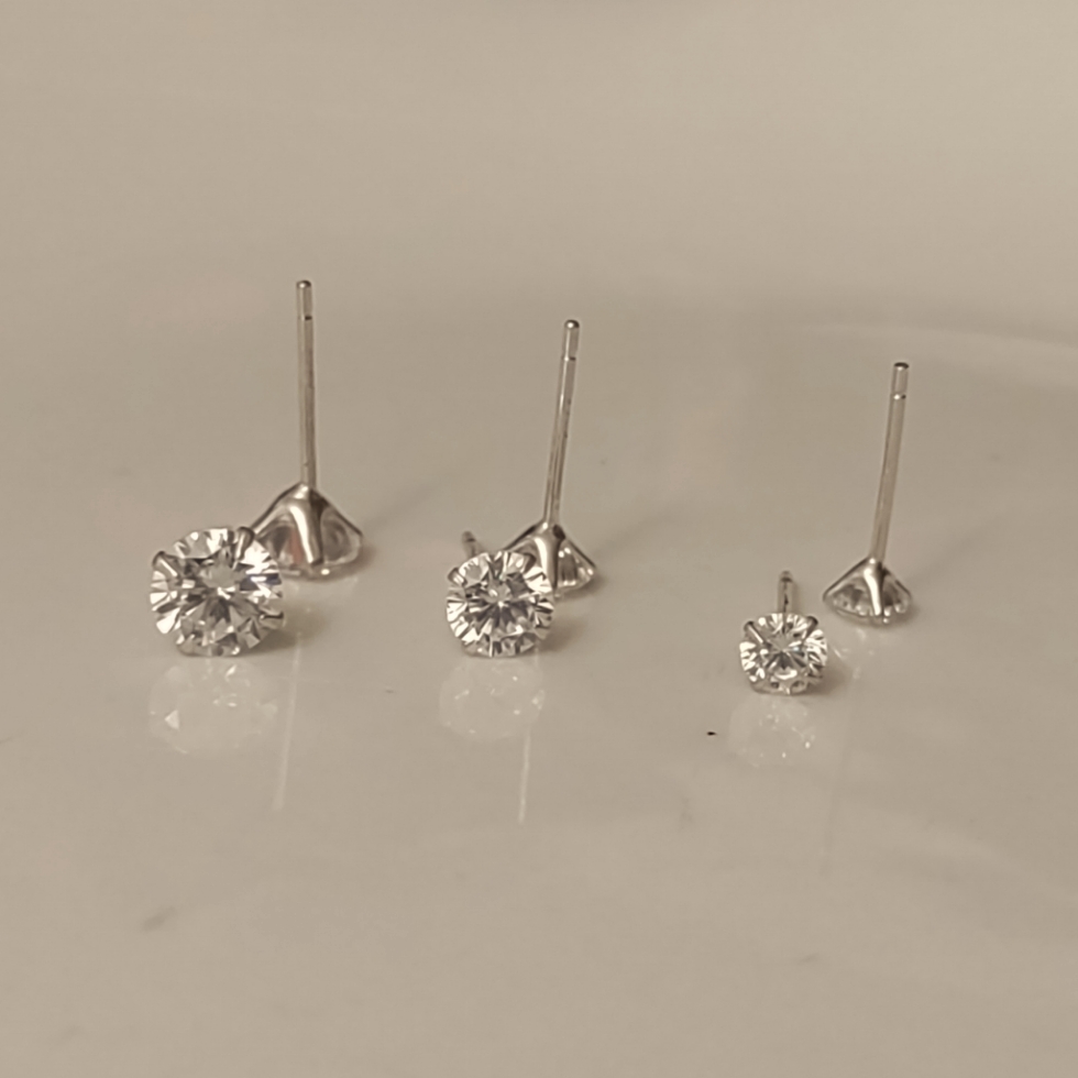 Diamond Stud Earrings Three-Piece Set 90, 70 And 40 9-25 Sterling